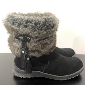 Leather fur boots